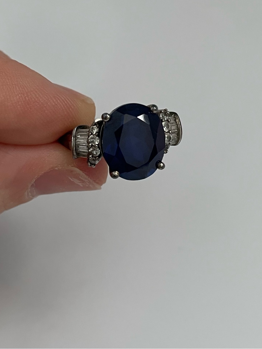 Blue stone silver ring